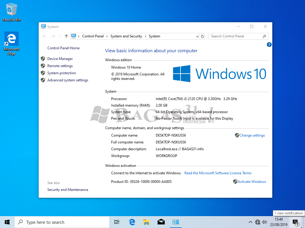 Windows 10 AIO 1903 Agustus 2019 (x64) Pre-Activated